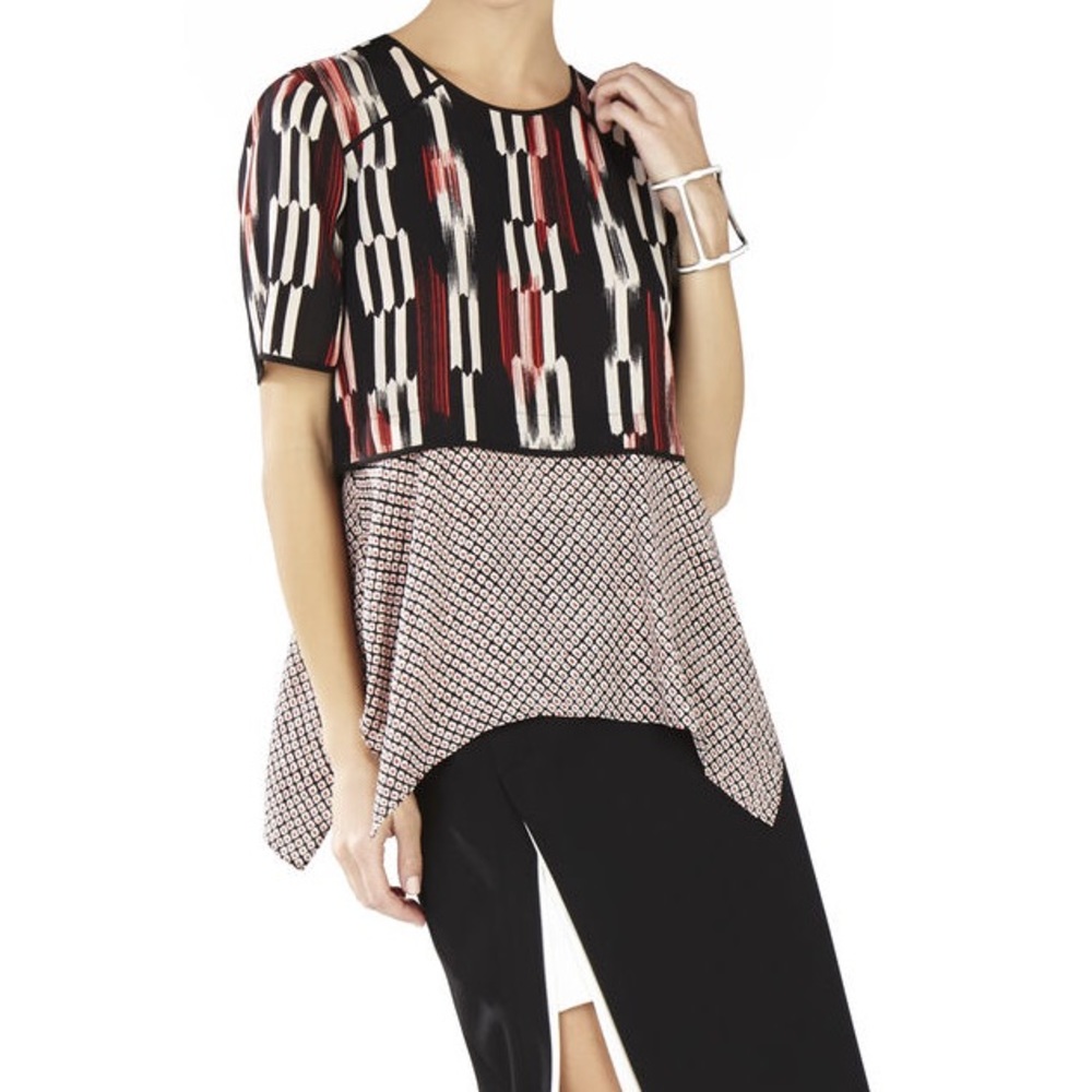 Bcbg Maxazria Kacy print block layered top